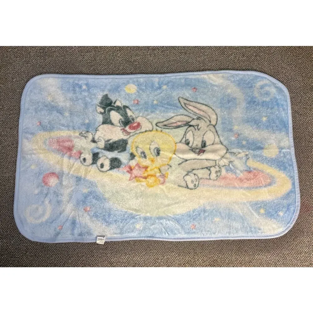 Vintage Baby Looney Tunes Bugs, Tweety & Sylvester Outer Space Blanket 46x28